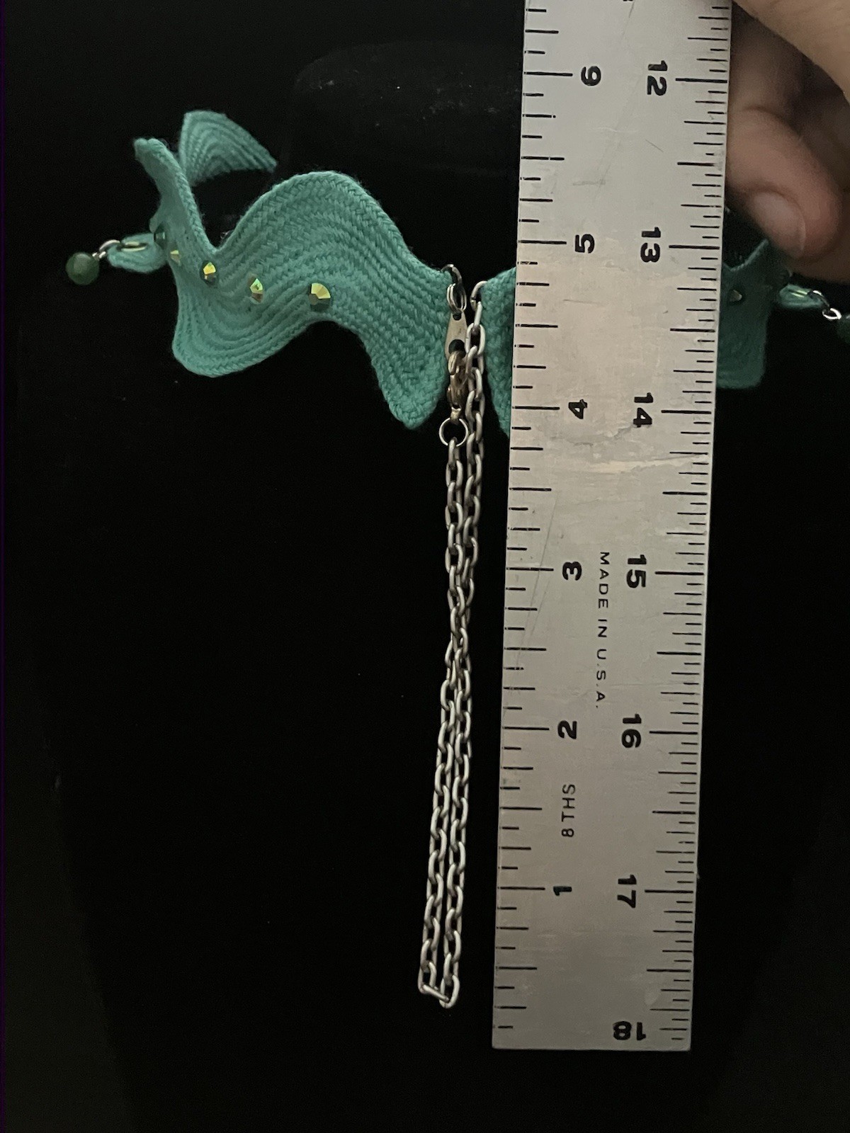 Green Turtle With Gems Spring Action Choker, Hand Made, MiaChavi Geekery