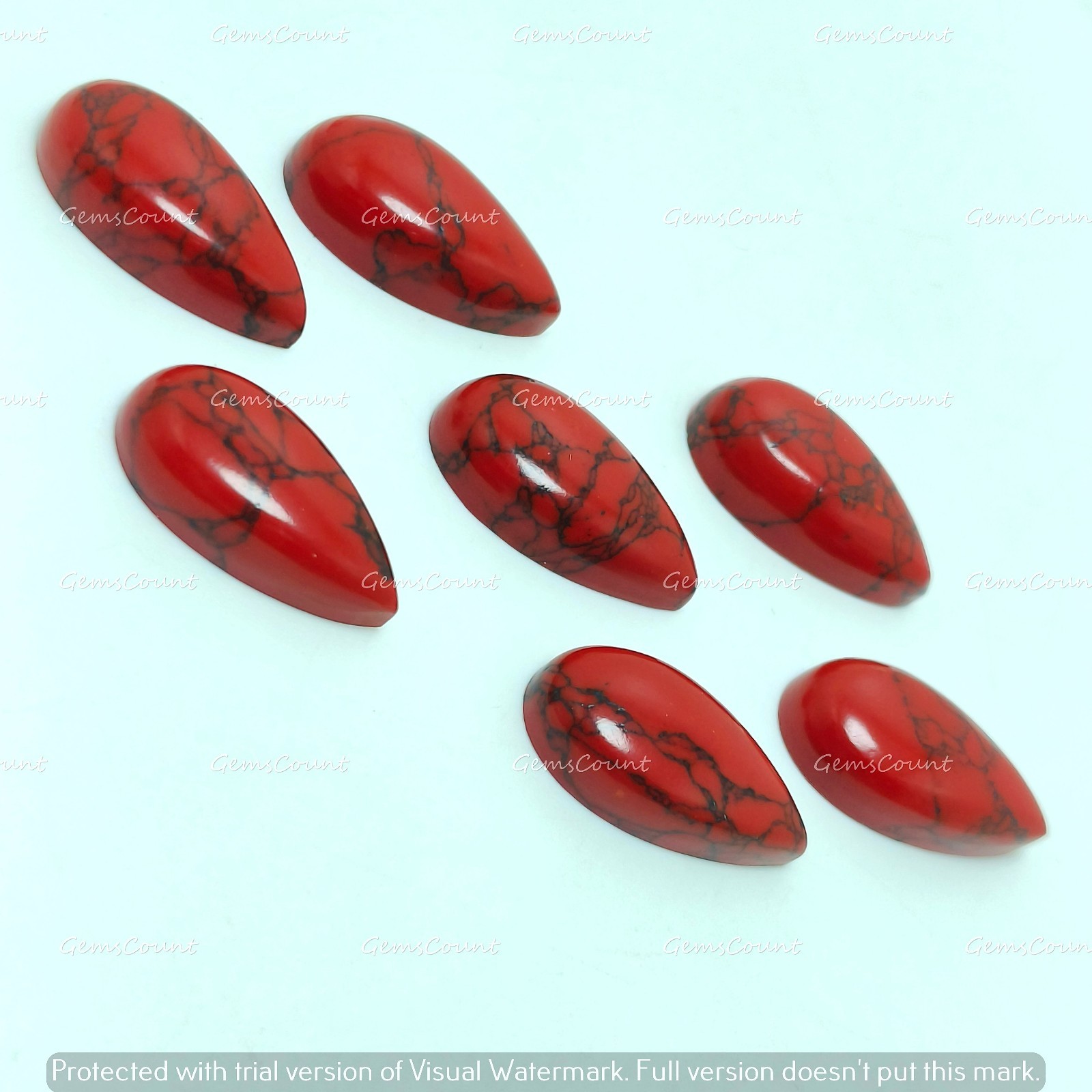 Natural Red Howlite Long Pear Cabochon Calibrated Gemstone 5x10mm-15x30mm