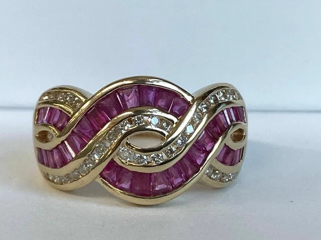 2.70 Ct Lab Created Ruby & Diamond Cluster Party Ring 925 Yellow Gold plated