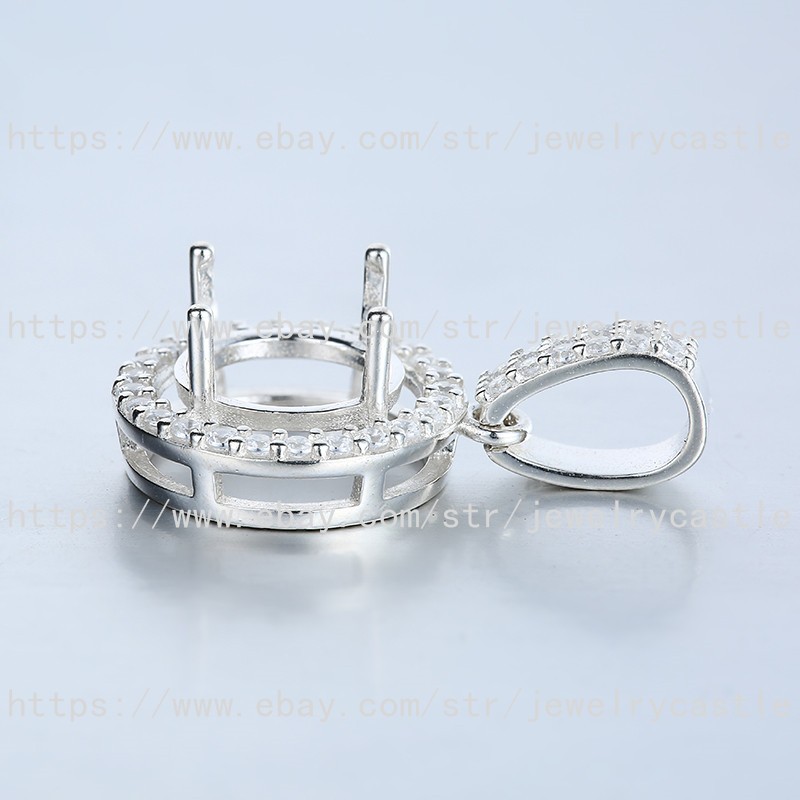Pre Notched Sterling Silver Pendant 4mm to 13mm Round Semi-Mount 4 Prong Setting