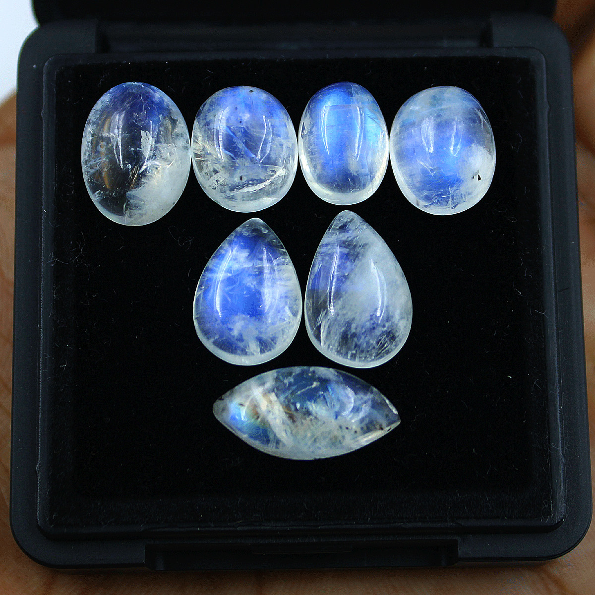 7 Pcs Natural White Labradorite AAA Quality 11.8mm-17.4mm Cabochon Gemstones Lot
