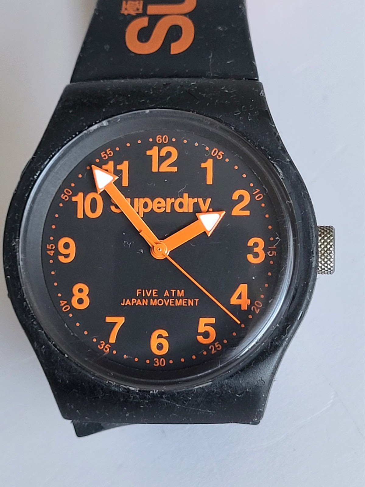 Superdry Urban Men’s Sports Watch Black & Orange Silicone Strap SYG164B