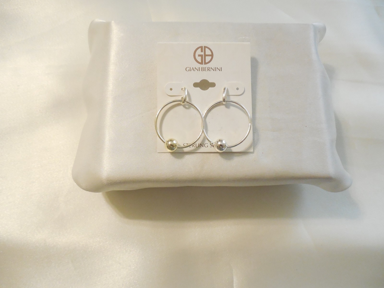 Giani Bernini 1-5/8″ Sterling Silver Beaded Hoop Earrings A866