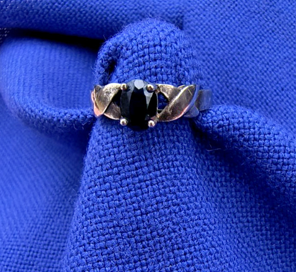 Sterling Silver Ring, Sapphire Solitaire, Size 8 Marked 925, Acid Tested #239