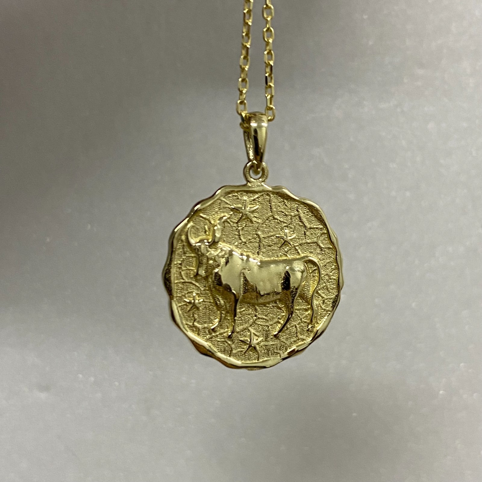 Zodiac Bull Coin Pendant Silver 925 / 9K / 10K Gold – Pendant Only, No Chain
