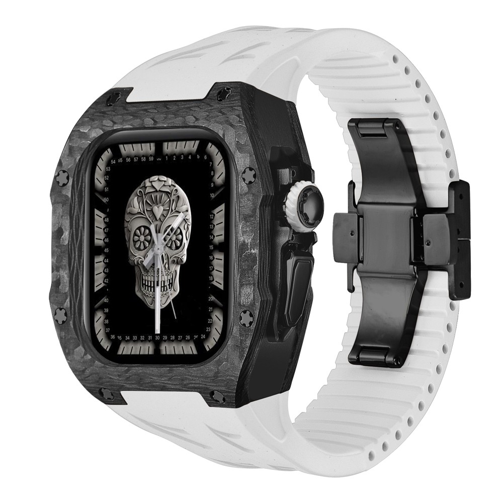 Luxury Titanium Carbon Fiber Case Rubber Band Mod Kit For Apple Watch Ultra 49MM
