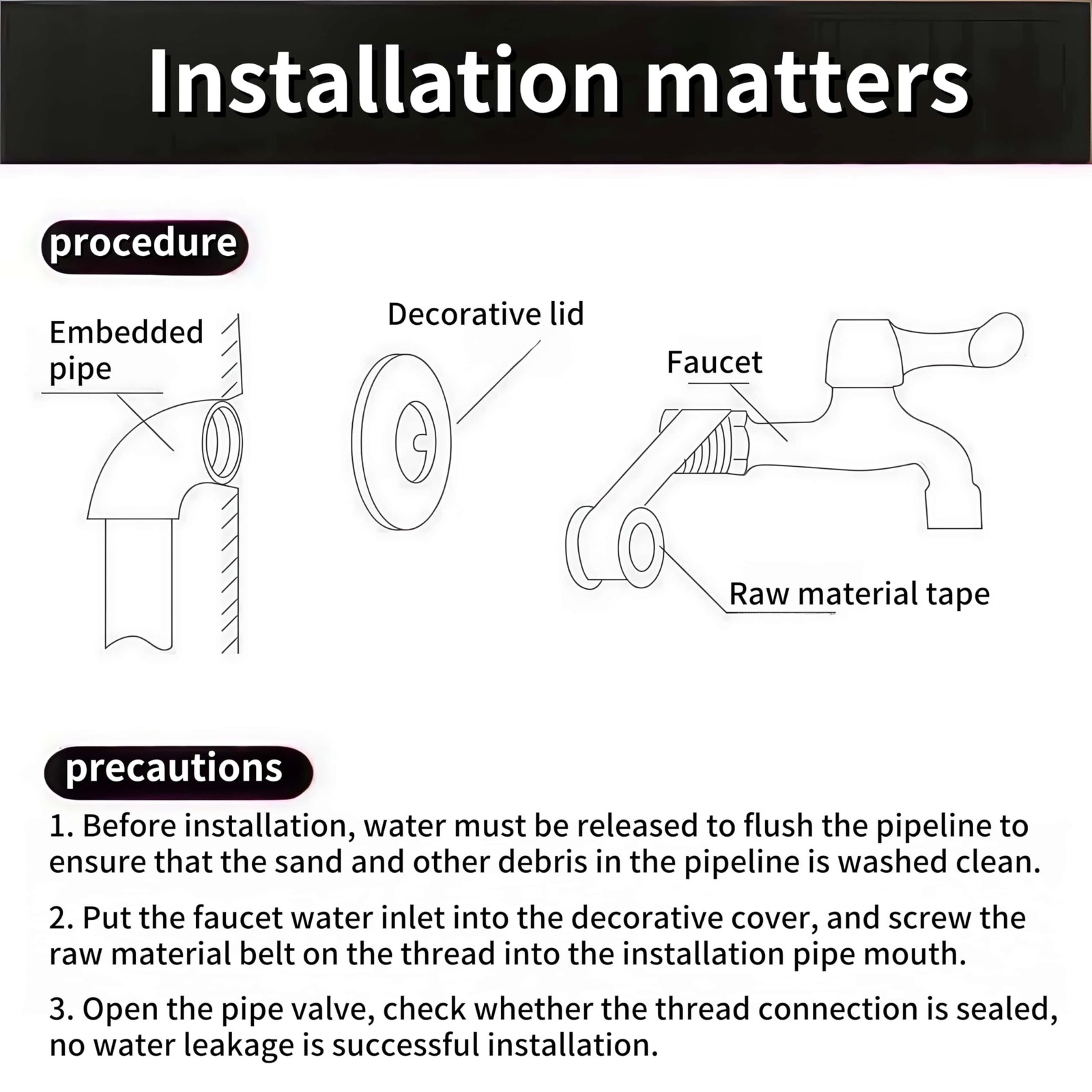 Outdoor Garden Spigot Faucet, 1/2″ Male Inlet, Easy Install Utility Sink Tap