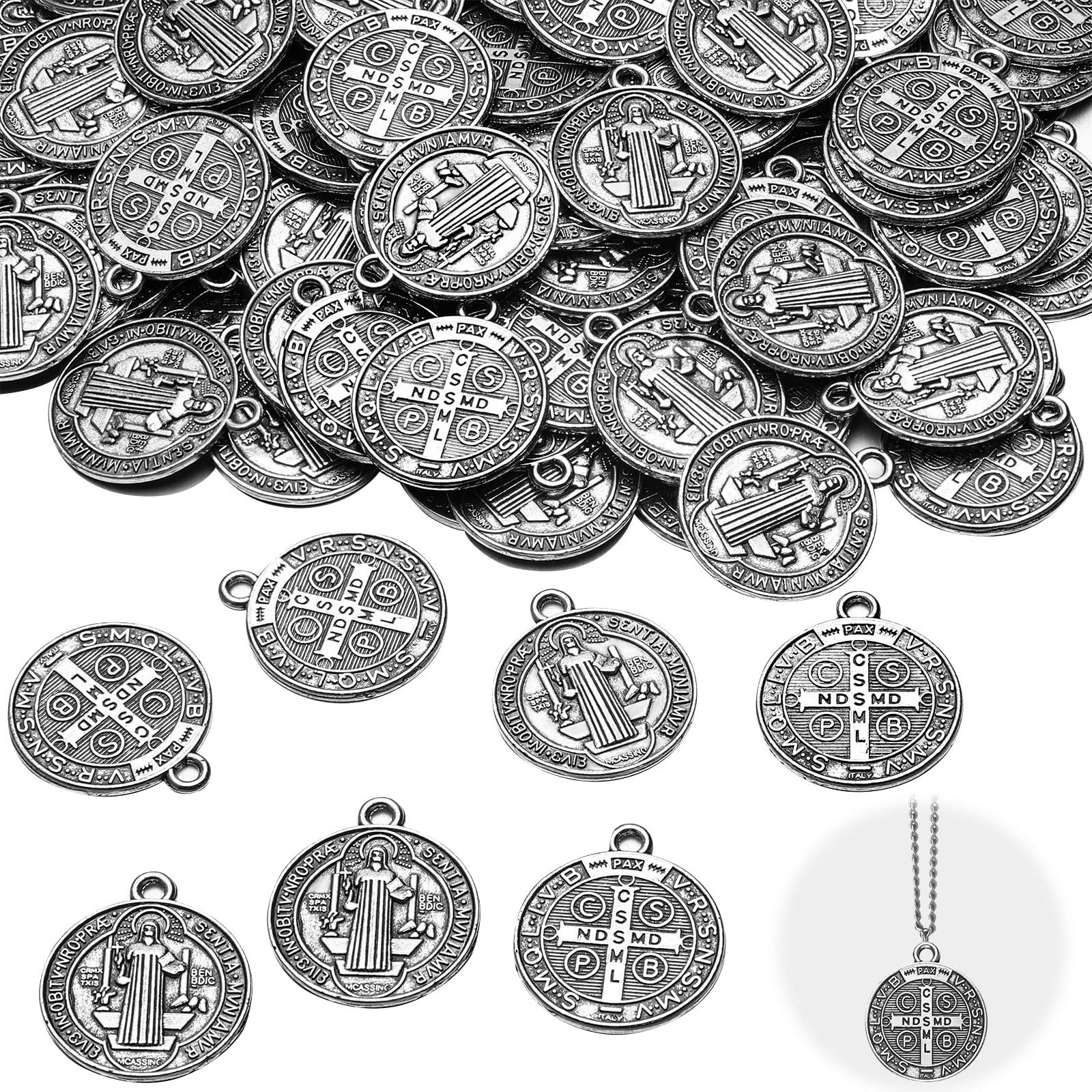 Tudomro 120 Pieces St Benedict Medals 0.94 x 0.79 x inches, silver