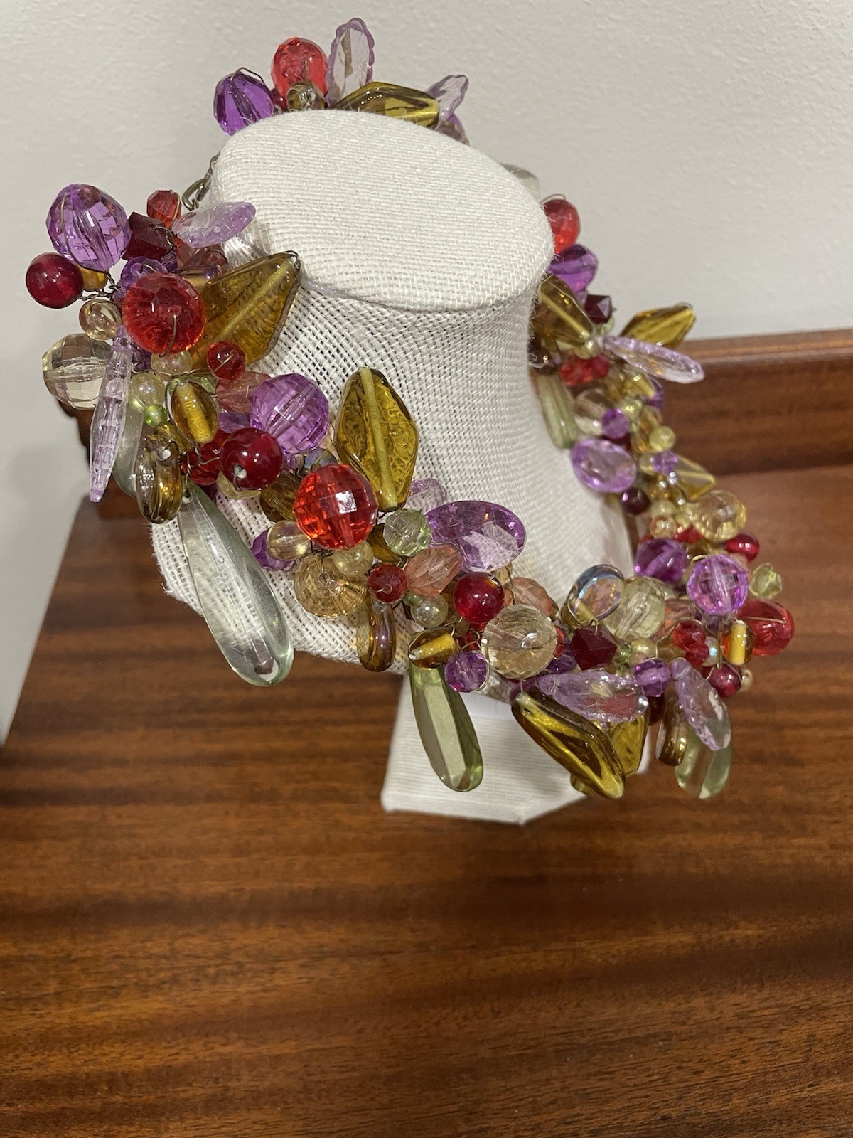 Extravagant Hand Beaded Glass Multi color Necklace. 19”
