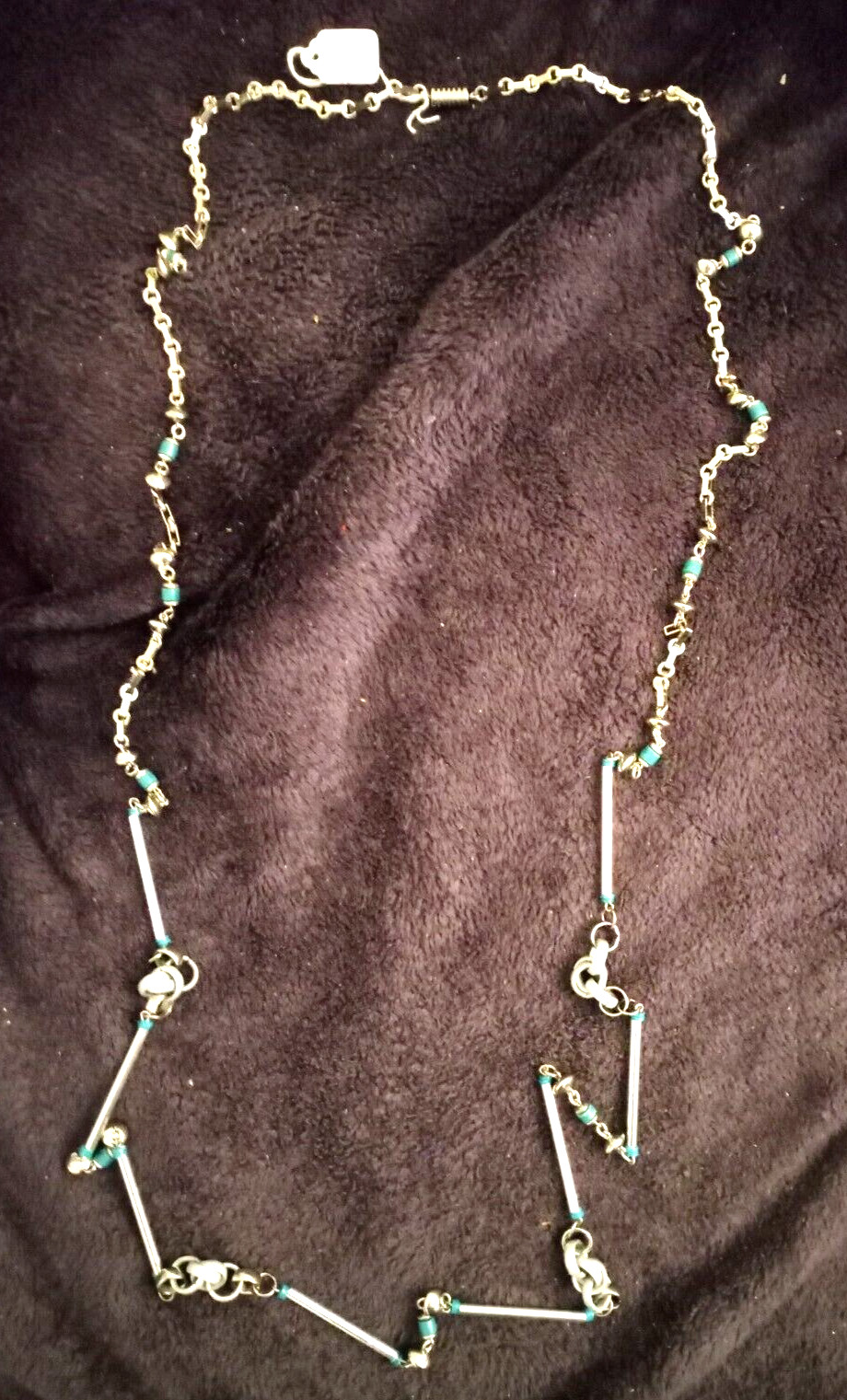 Vintage 1980’s Necklace Wrap-Around Oval Silver-64in. Long by Raoul Calabro