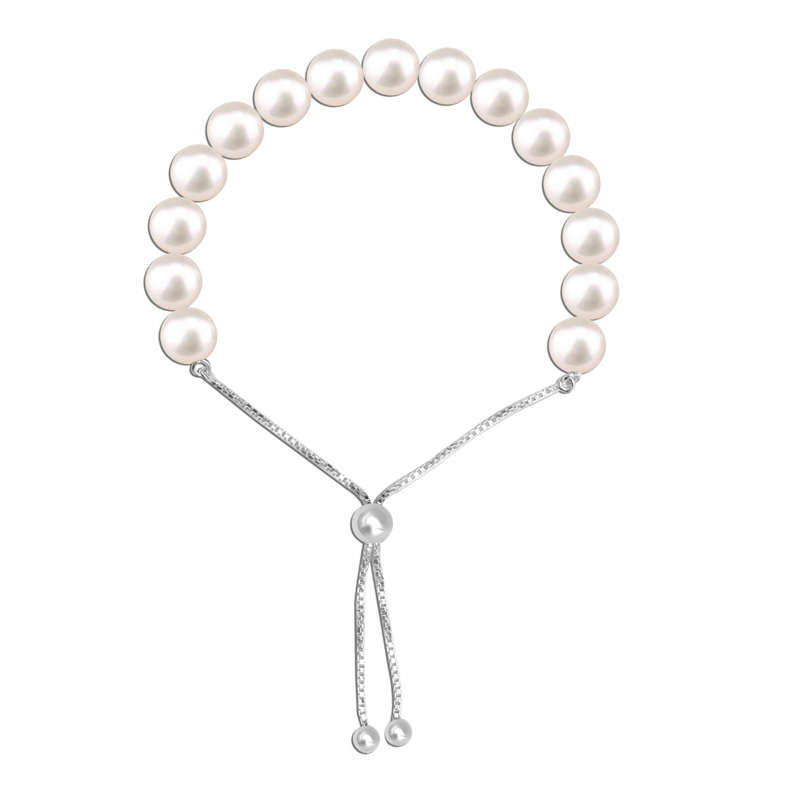 925 Sterling Silver Jewelry Pearl Sliding Bolo Pearl Bracelet for Women Teen