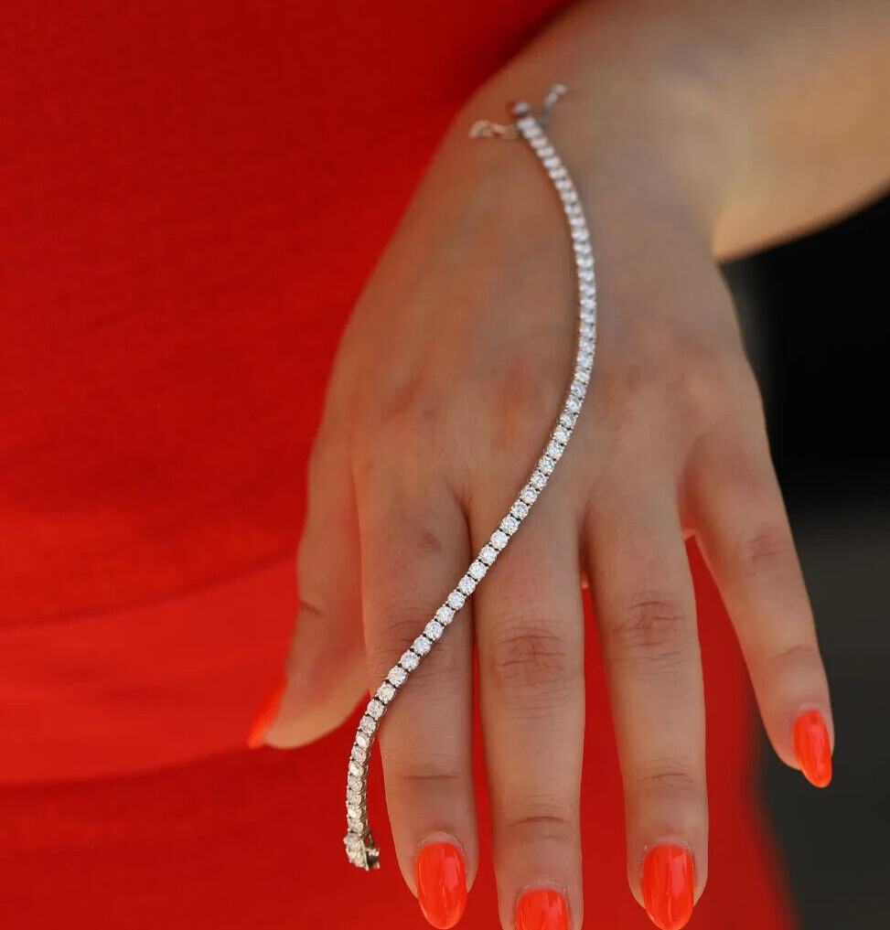 5.50Ct Round Cut GDGL GH/SI Natural Diamond Tennis Bracelet Real 14k White Gold