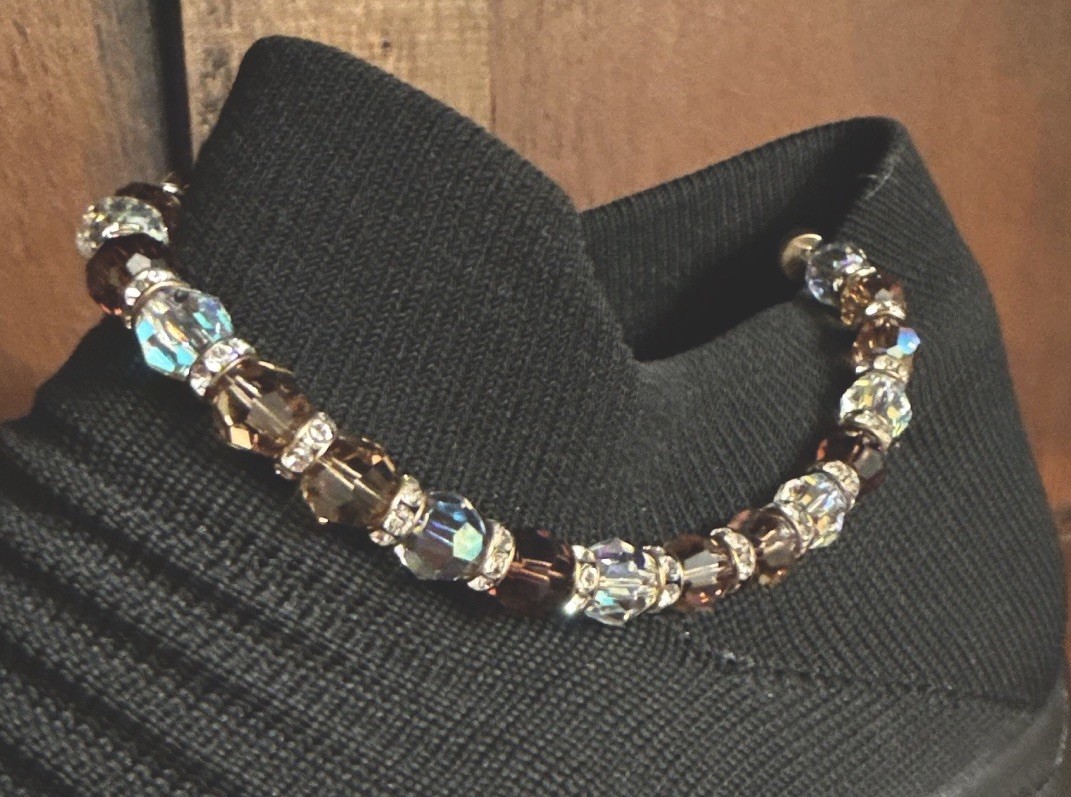 Stackable Beaded Anklet ￼Multicolor Round Crystal Glass Beads