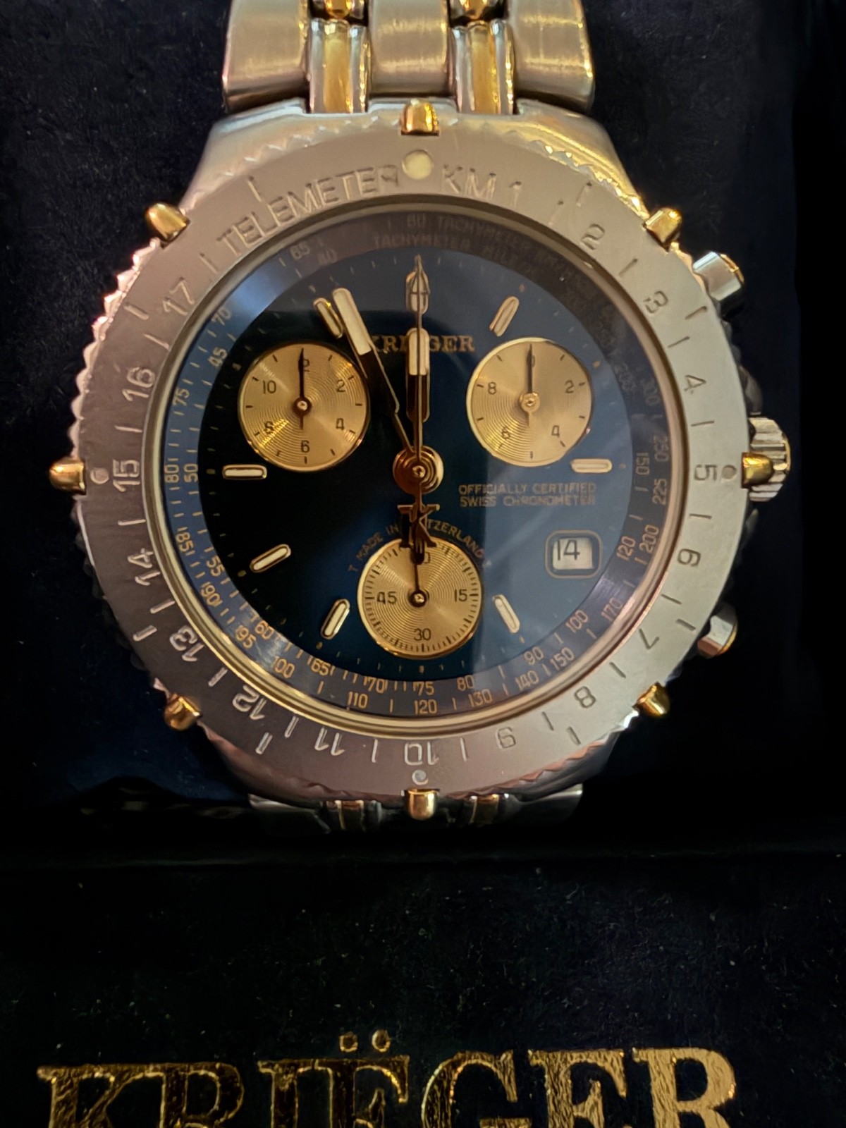Krieger 18k Gold/ Stainless Steel Chronometer 40mm 27 Jewels Swiss Quartz Men’s
