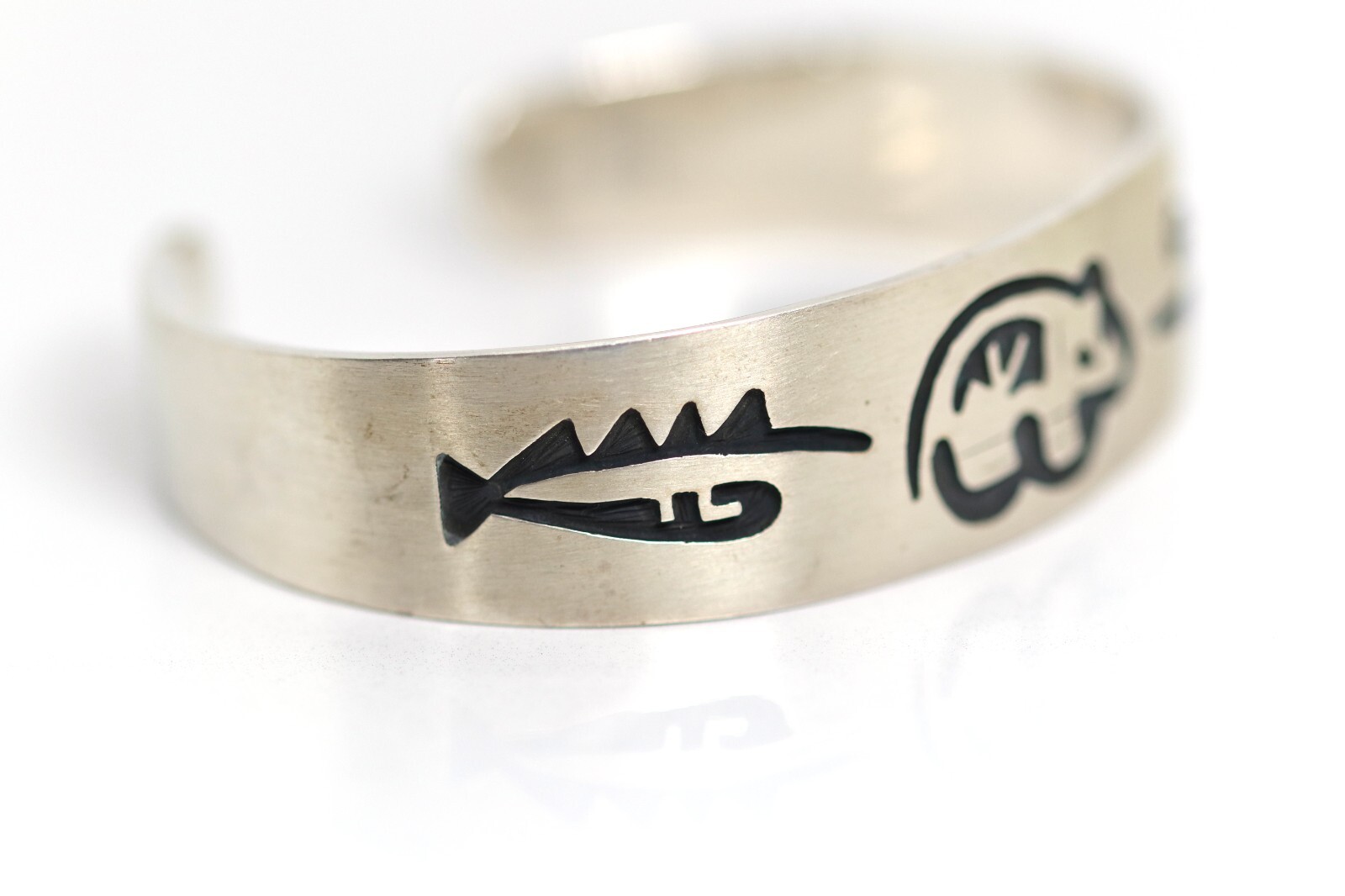 925 Sterling Silver Bangle MEXICO – Ethnic Decor Animal Blackened, L: 16cm