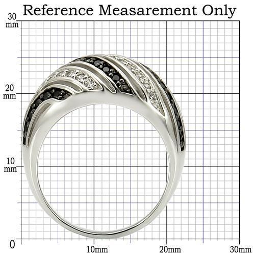 Women’s Ring, Black CZ, Rhodium & Ruthenium Plated, Brass, Sparkling Design