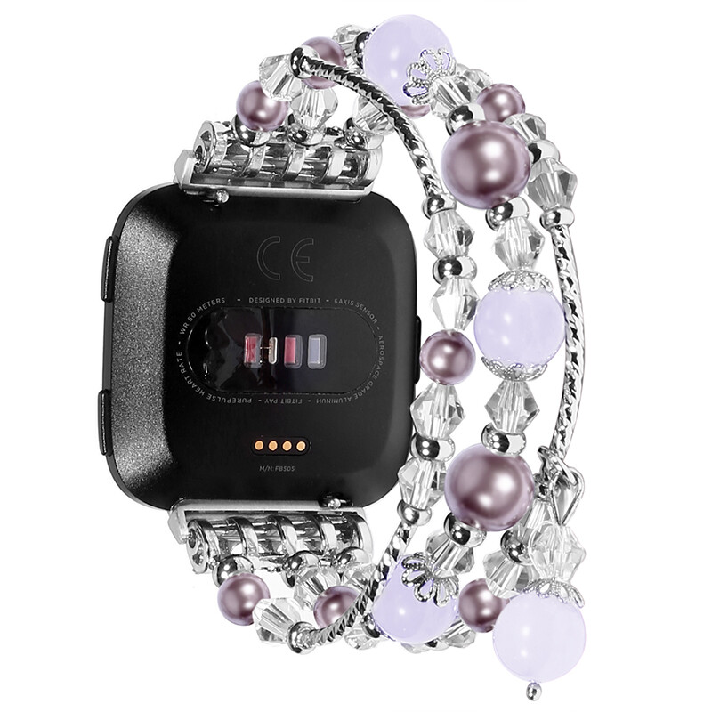 For Fitbit Versa 1 2 3/Sense Fashion Bling Sparkle Band Elastic Pearl Bead Strap
