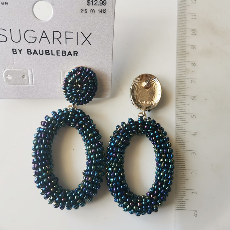 New SUGARFIX Beads Oval Drop Earrings Gift Fashion Women Party Holiday Jewelry