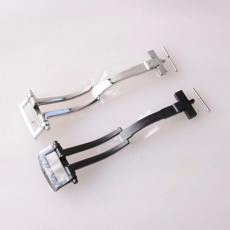 Stainless for Roger Dubuis Watches, Buckle Clasp Black Silver Deployment 18mm