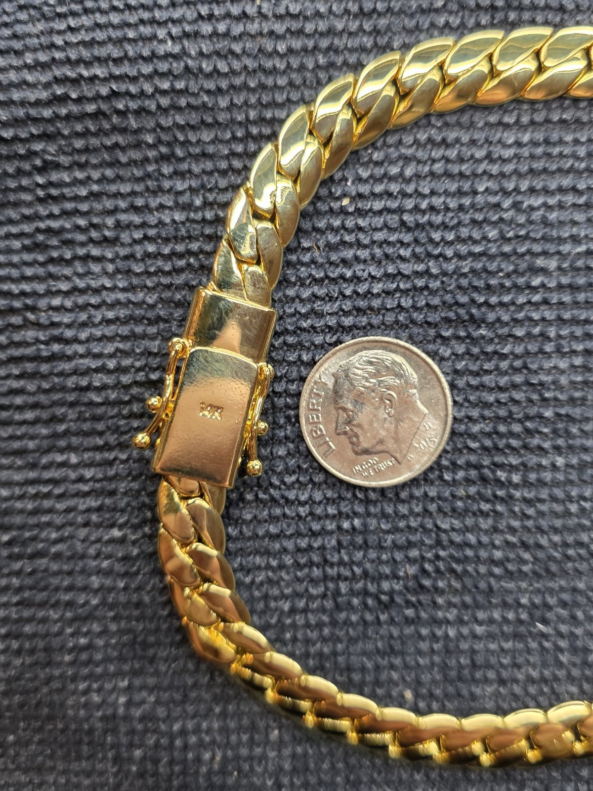 14k Yellow Gold Filled Miami Cuban Chain Necklace Box Lock Signed 24in