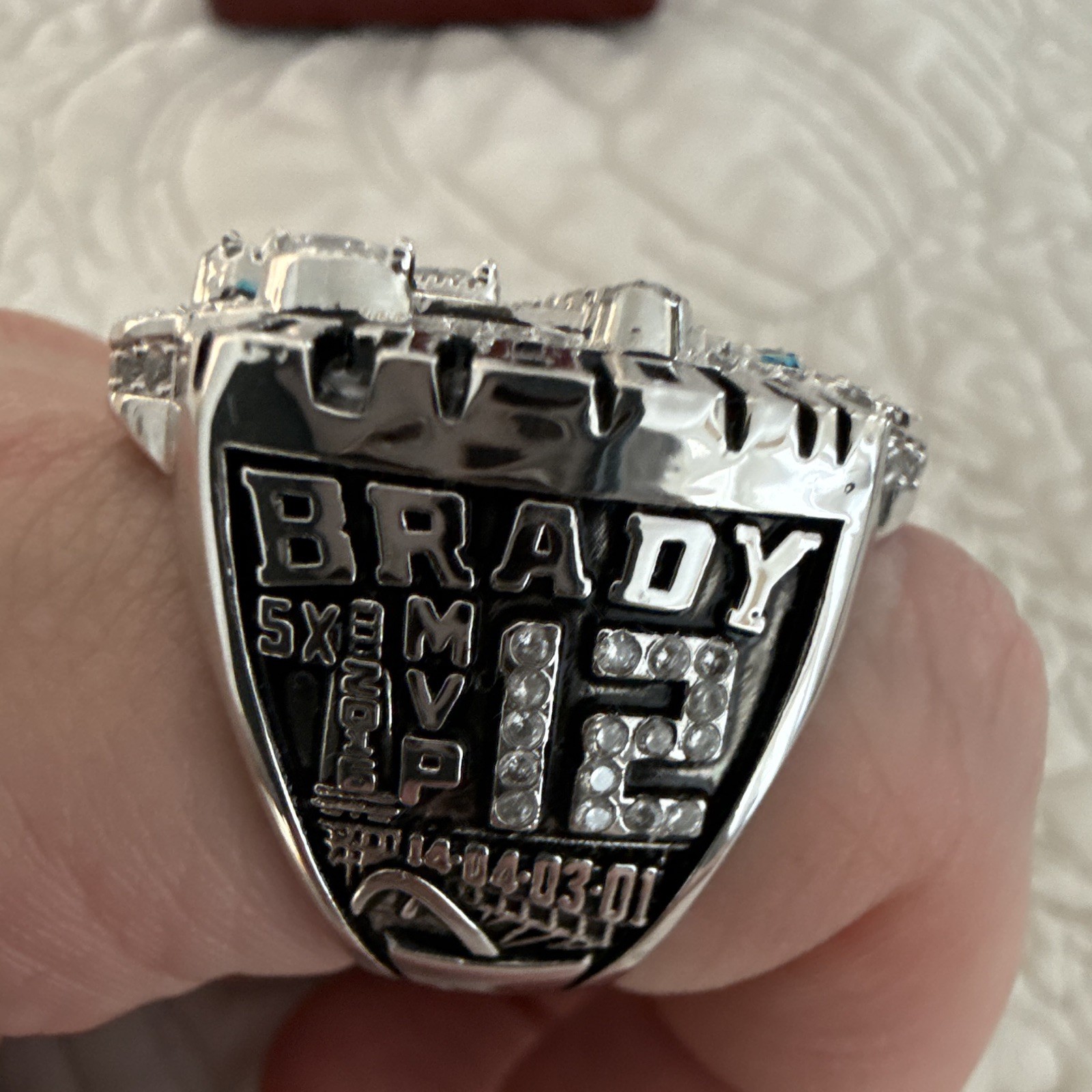 NE Patriots Supperbowl Alloy Steel Ring Blue / Steel Color Ring Size 10? I Think
