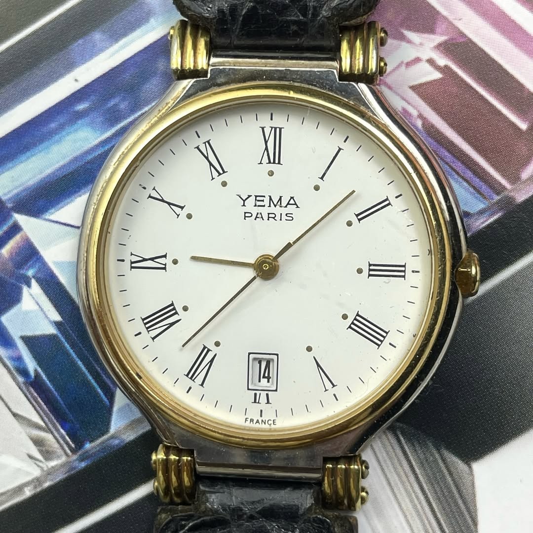 Rare YEMA Paris Dress Watch Unisex Dual Tone Roman Index Dress Watch Classic