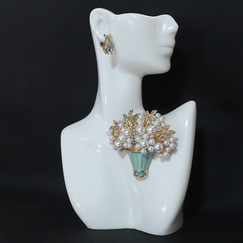 New Glazed Pearl Flower Brooch Fashion Potted Plant Brooch Vintage Accessories