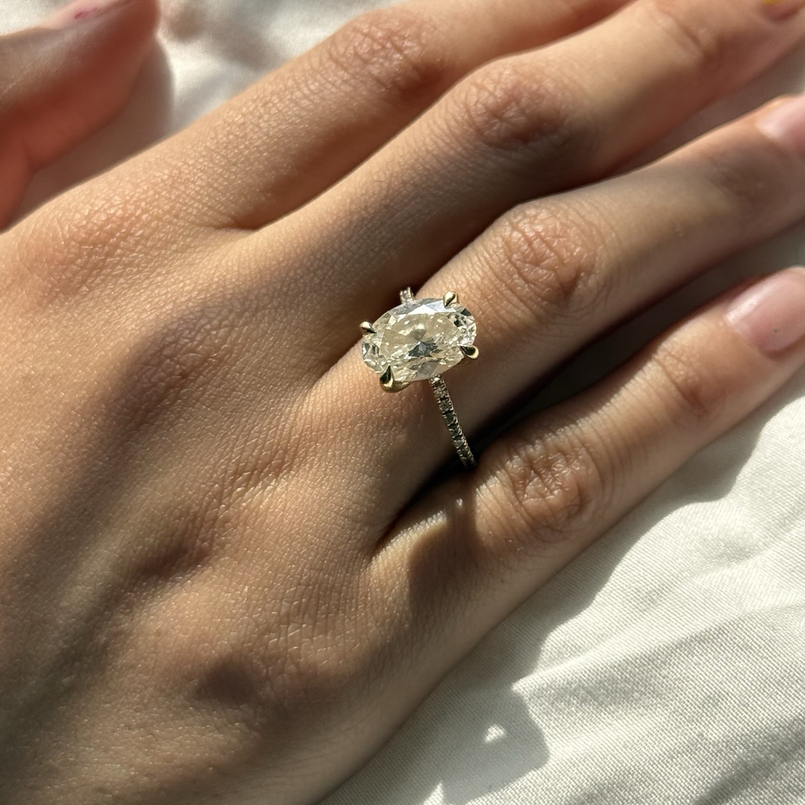 Brilliant Earth Oval Natural Diamond 18K Yellow Gold Prong Engagement Ring 6