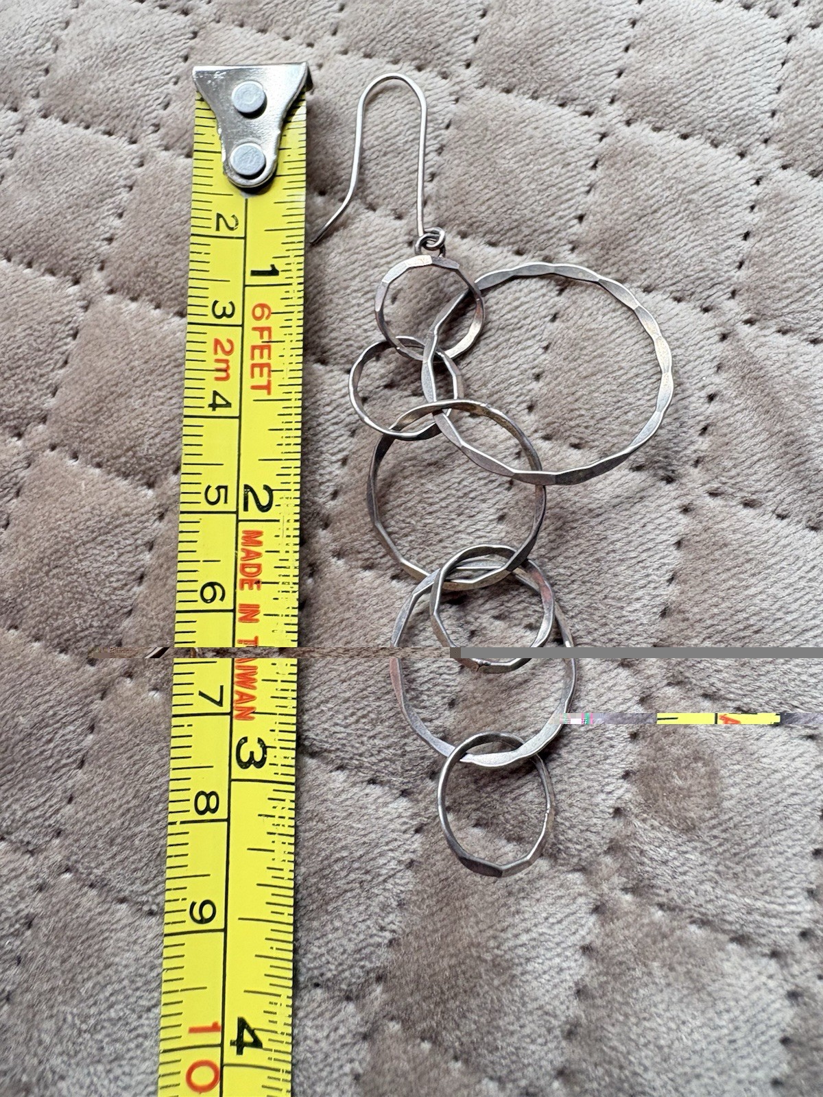 Finola Hughes Bolivia Sterling 925 Silver Hammered Circle Dangle Earrings