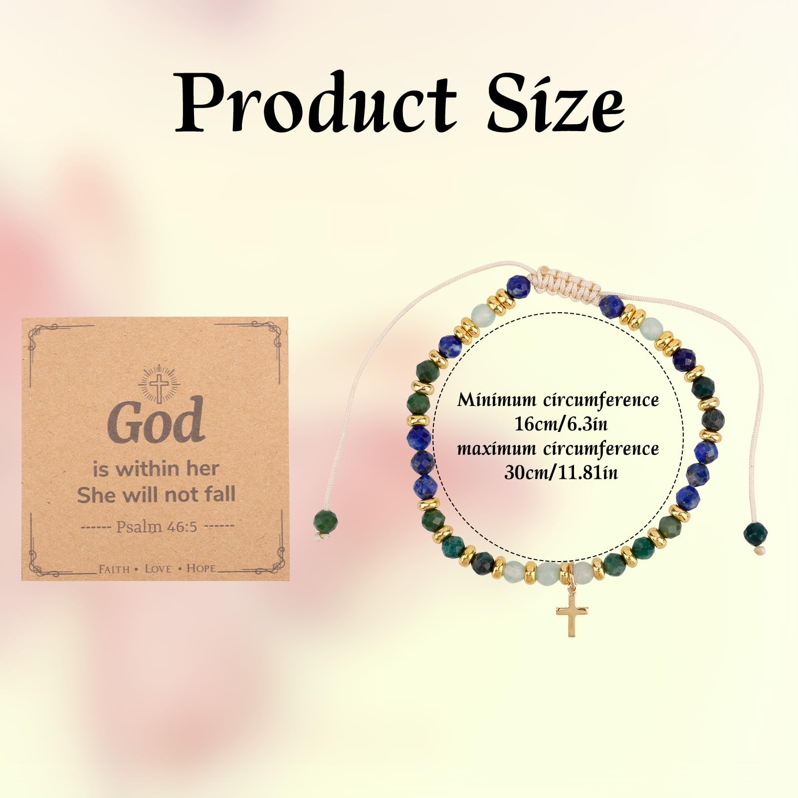 Mikovivi Christian Cross Bracelet, Adjustable Copper Alloy, Multicolor, Natural