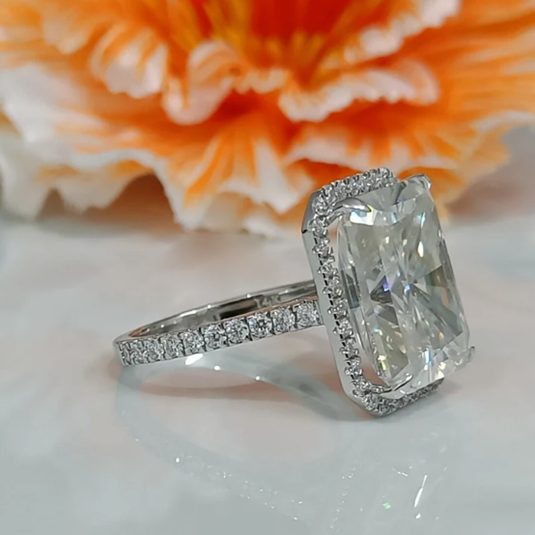 3.95 Ct Certified Radiant Cut Solitaire Off White Diamond 925 Silver Ring