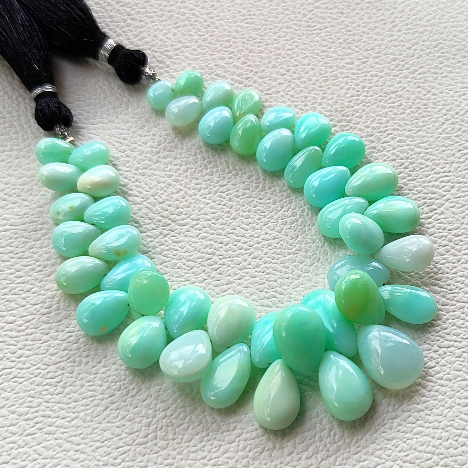 Natural Peru Blue Opal Smooth Pear Shape Beads 7×5-13x9mm Gemstone 7″ Strand