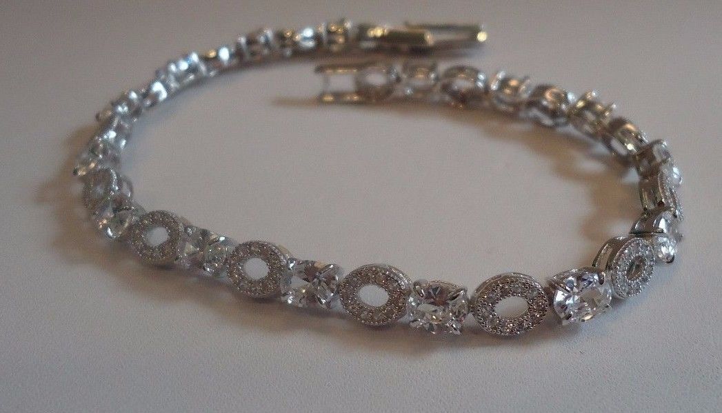 925 STERLING SILVER LADIES DESIGNER TENNIS BRACELET 6.50 CTS SIMULATED DIAMOND