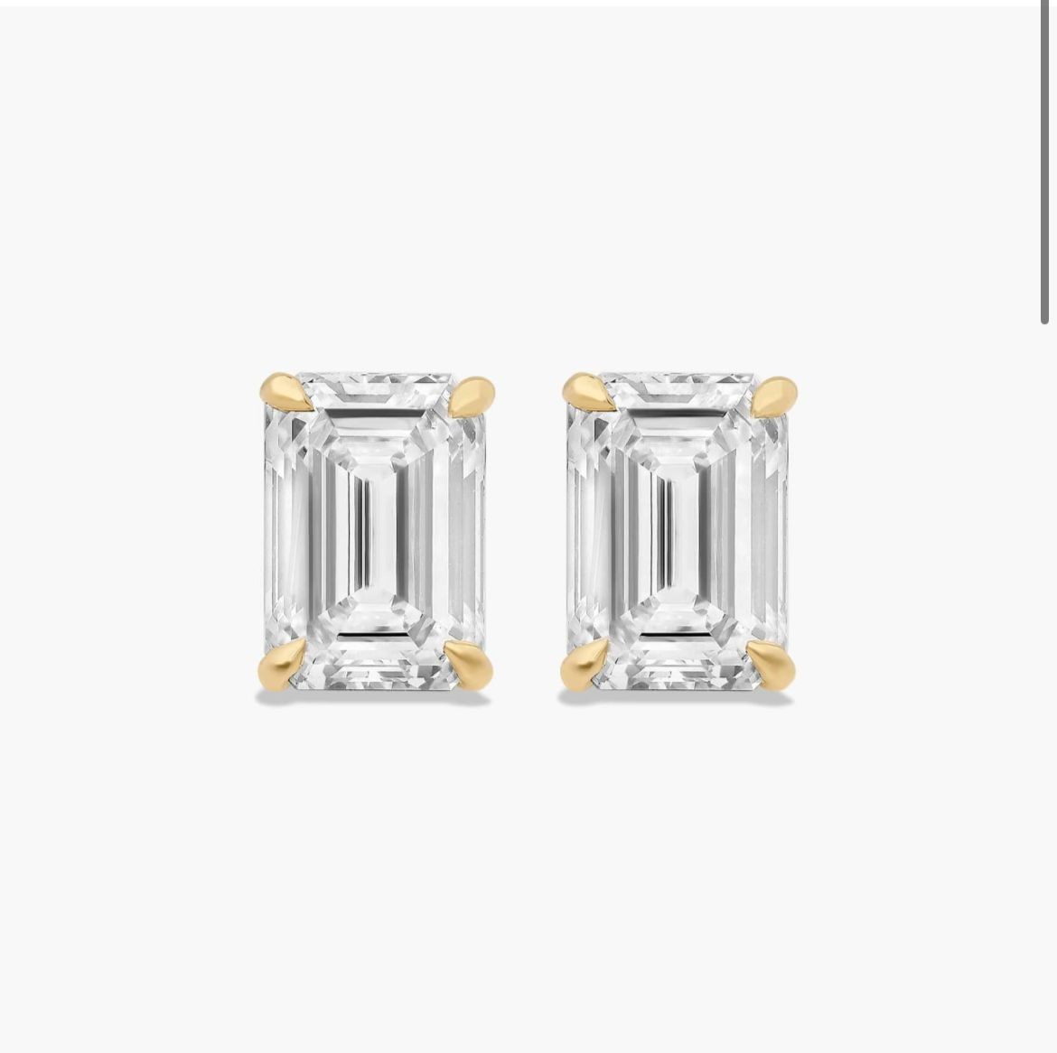 Emerald Cut 2ct simulated Diamond Stud Earrings in 14k Yellow gold
