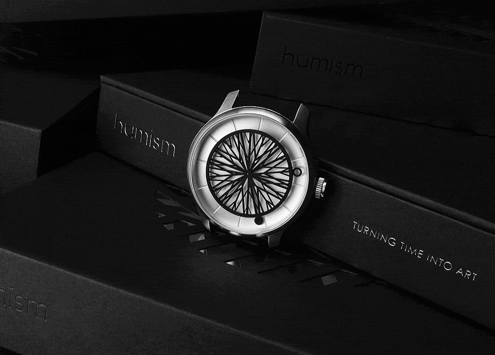 Humism Rhizome 42mm Automatic Steel Sapphire White Black Leather Unisex Watch