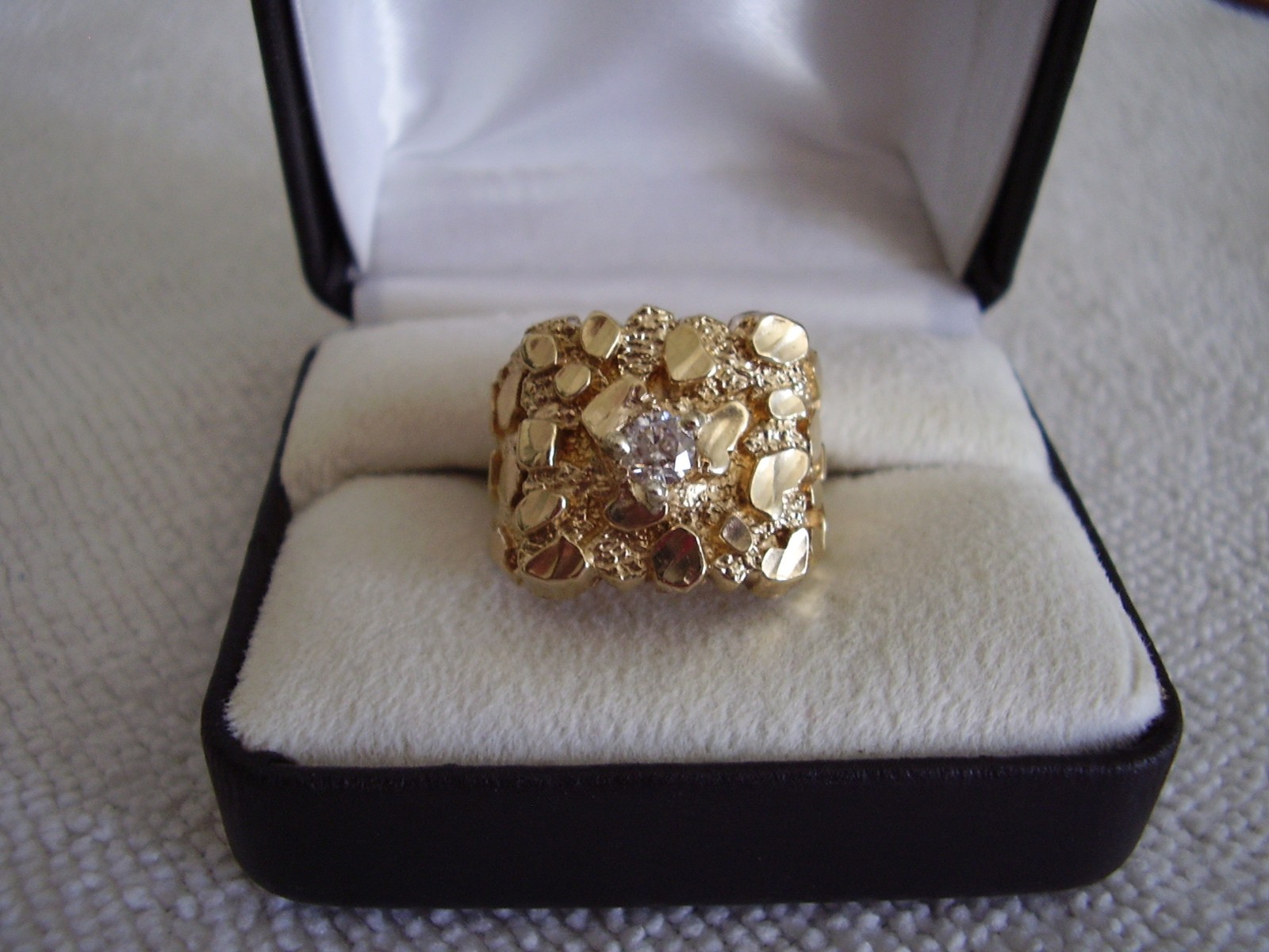 MENS BIG 10K SOLID GOLD .40 CARAT DIAMOND SOLITAIRE RING 6.5 GRAMS NOT SCRAP