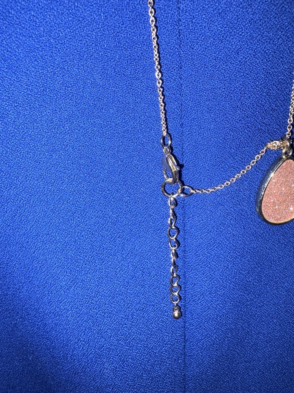 Gold/Rose Tone Teardrop Necklace with Sparkle Center Pendant 19”