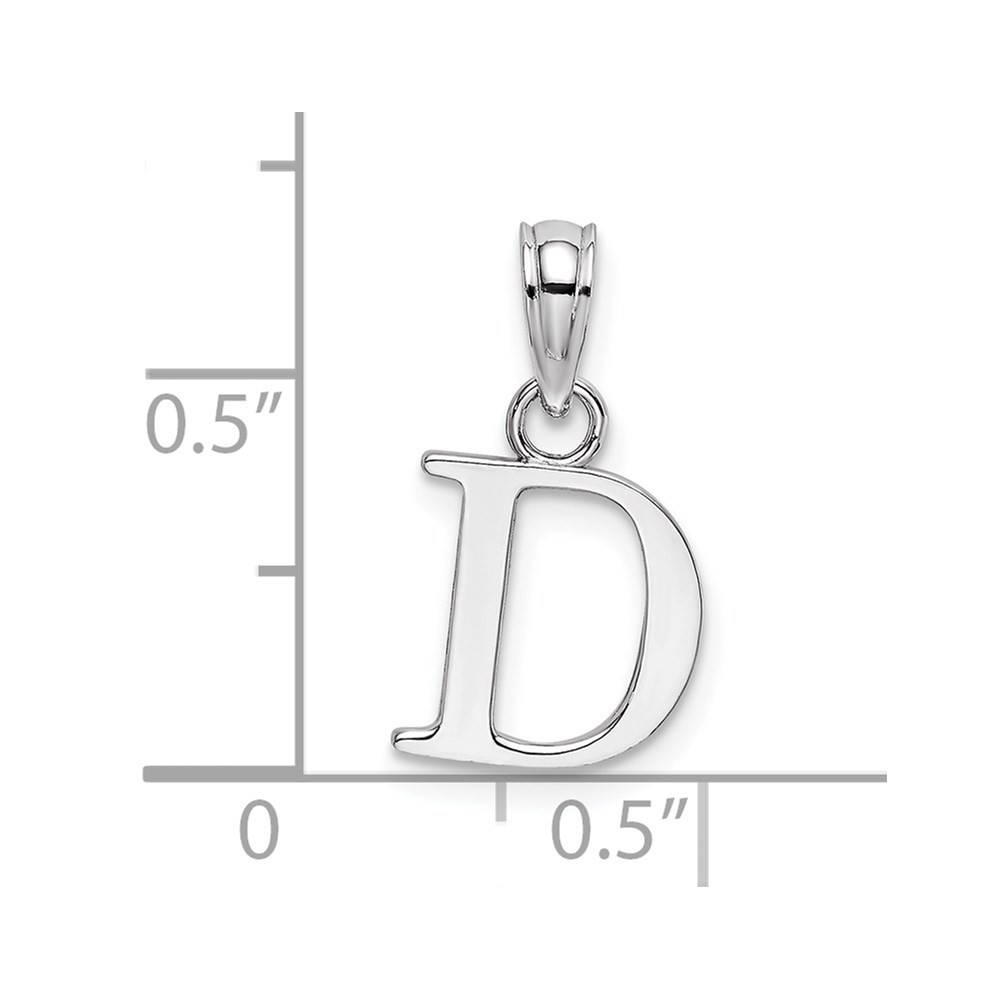 10K White Gold D Block Initial Charm Pendant 0.35gm L-9.05 mm, W-8.75mm