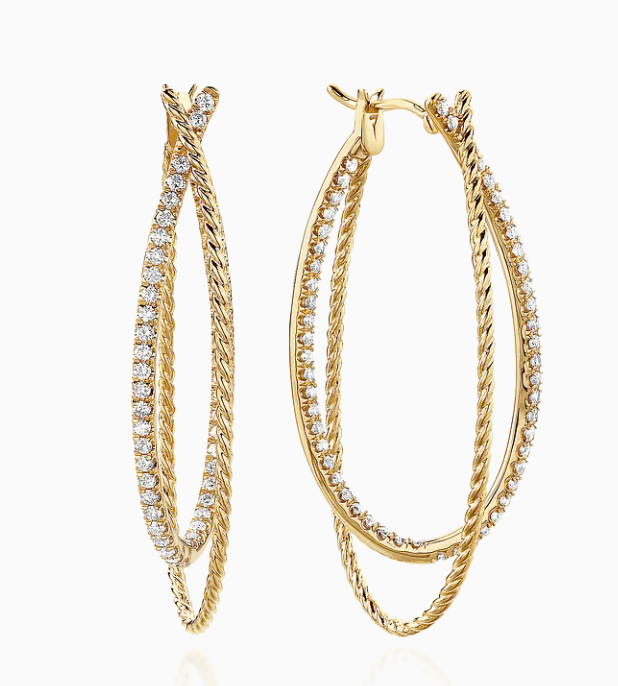 Gabriel & co twisted diamond hoop oval earrings