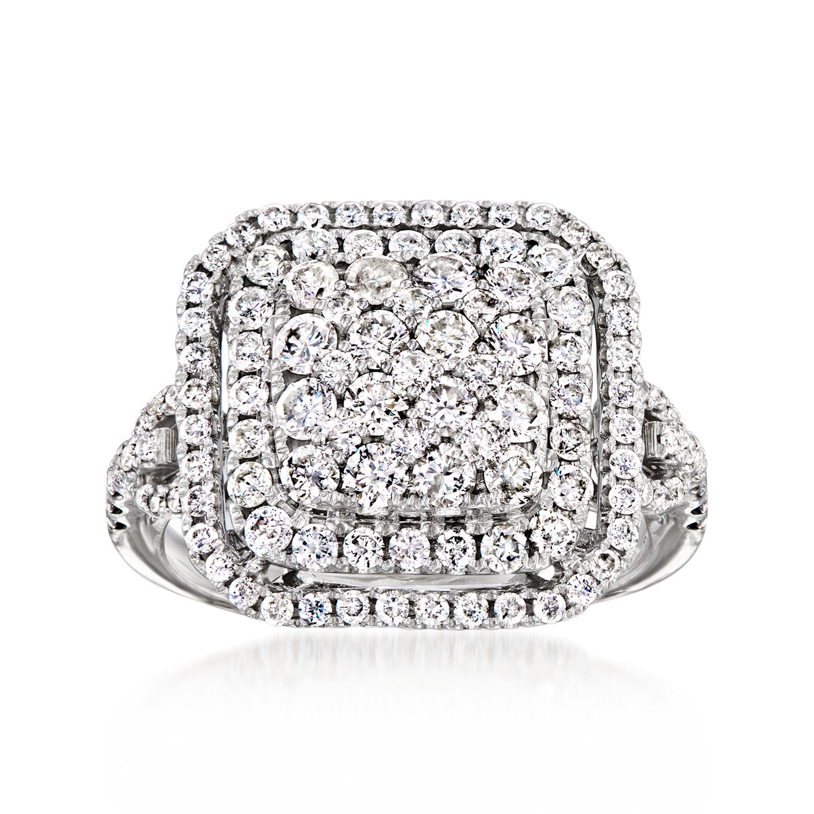 Vintage 1.90 ct. t.w. Diamond Cluster Ring in 14kt White Gold. Size 7