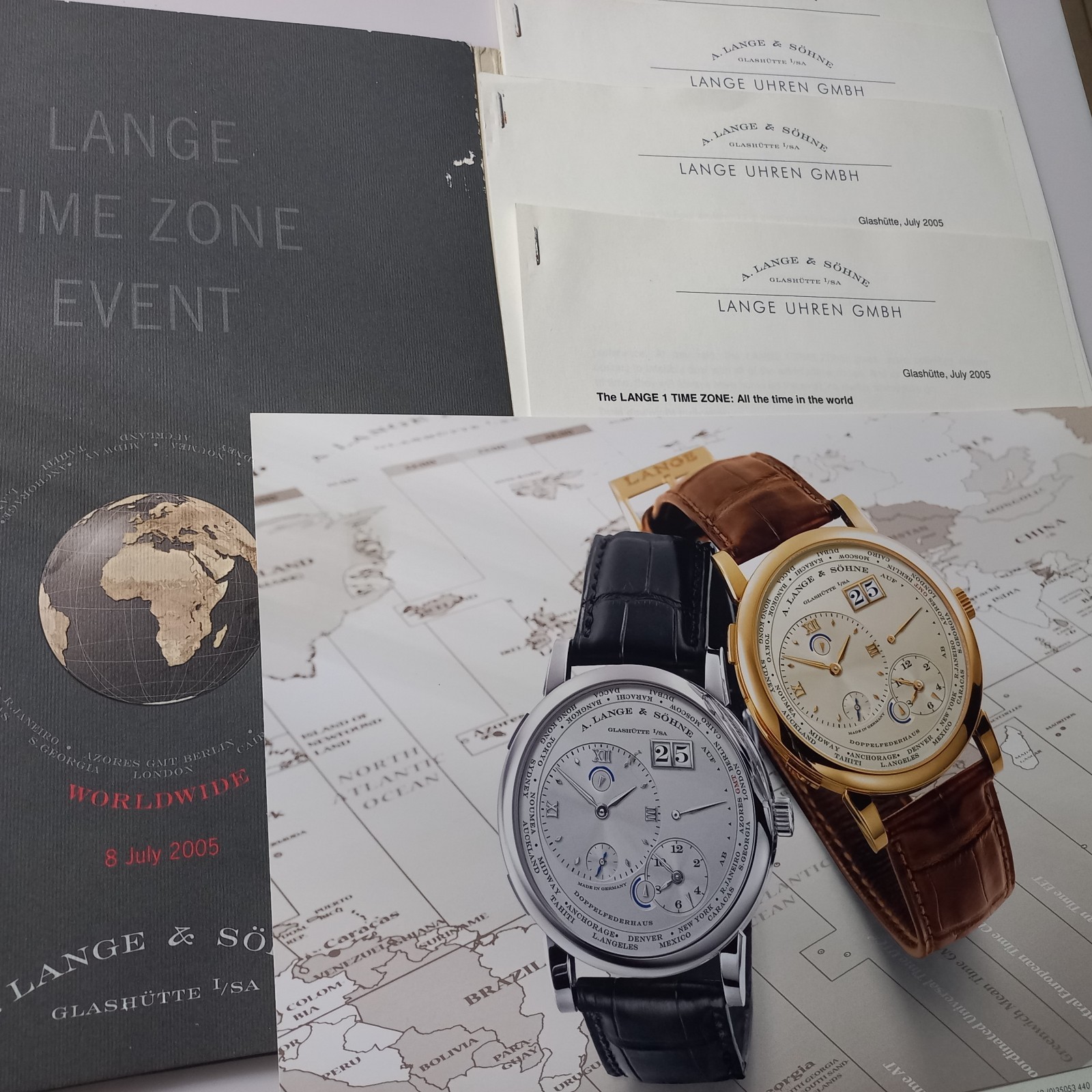 Rare 2005 A. Lange & Söhne Lange 1 Time Zone Press Kit & Technical Drawings