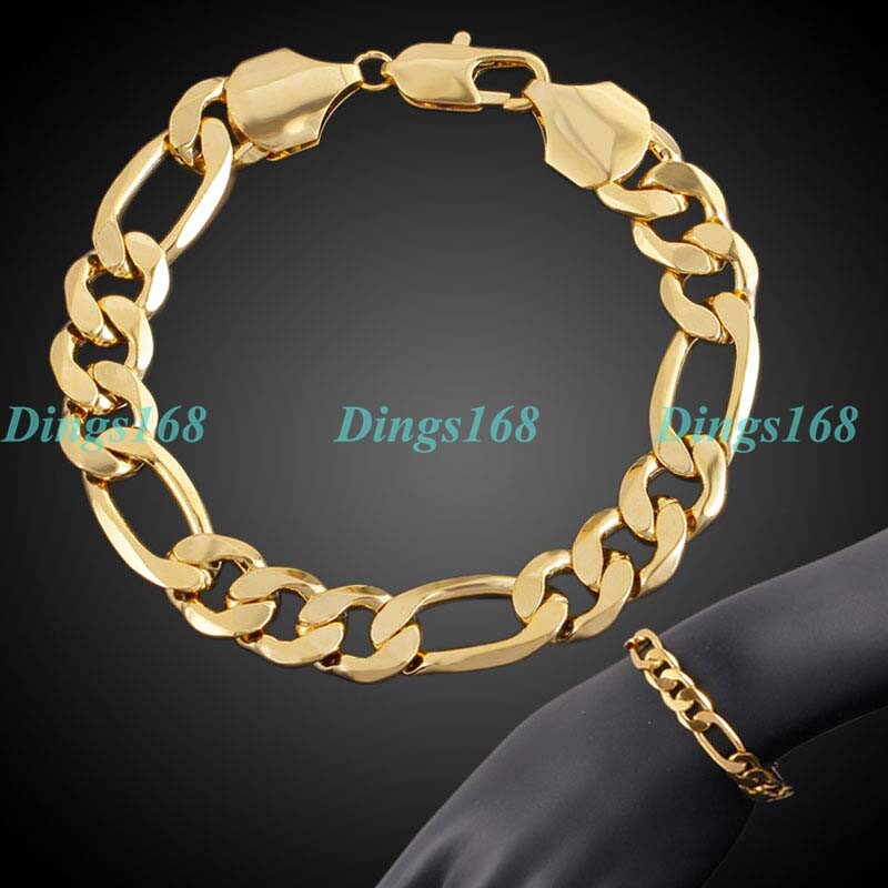18K Yellow Gold Filled Tarnish-Free Italian 8″ * 8mm Figaro Chain Bracelet B139B