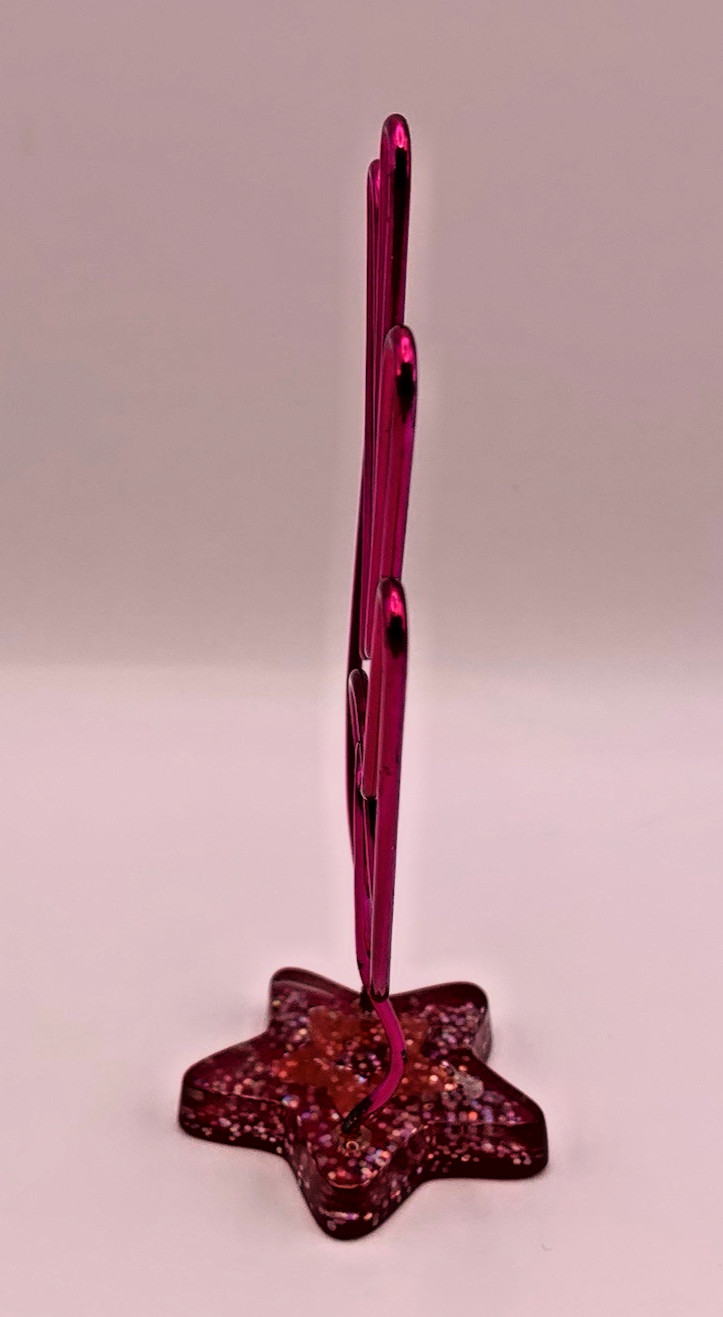 Vintage Y2K Hand For Jewelry or Photo Holder 5.75″ Tall Lucite Resin Base Pink