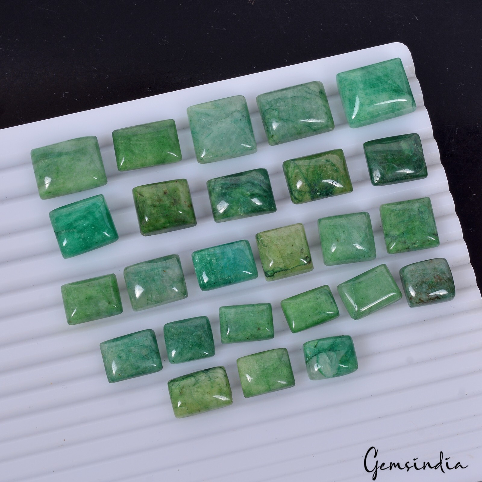 HUGE 370 Ct Natural Green Brazilian Emerald Rectangular Cabochon Loose Gemstone