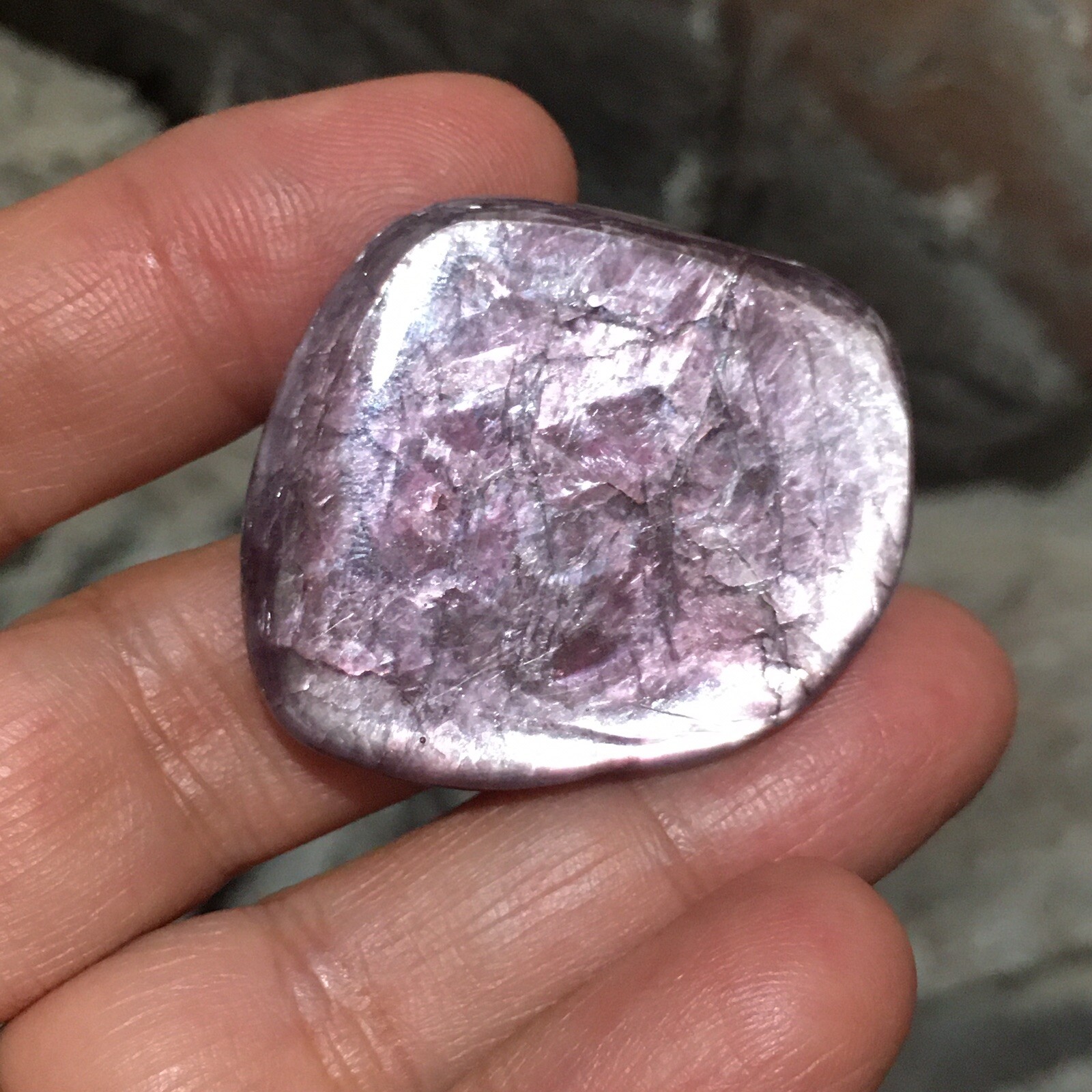 35×32.5×5.7mm Dark Purple Lepidolite Cabochon Loose Stone