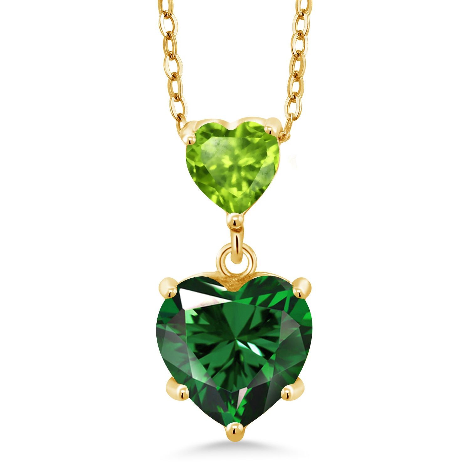 1.30 Ct Simulated Emerald Peridot 18K Yellow Gold Plated Silver Pendant
