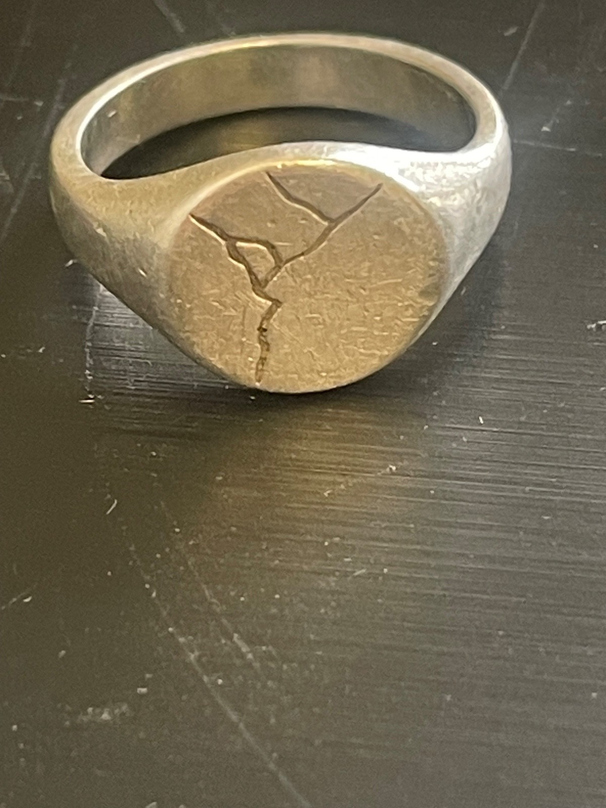 silver signet ring size M stamped PTD