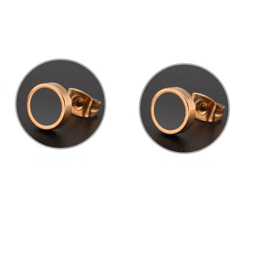 Men Women Stainless Steel Enamel Round Stud Earrings 6/8/10/12mm