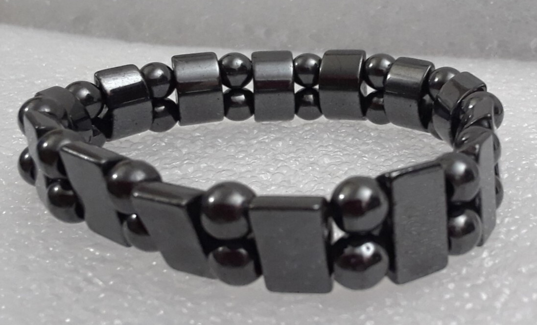 Metallic Stretch Bracelet Dark Stones 3.5 Inches Across Bracelet