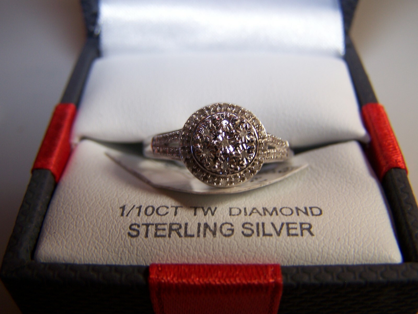 KOHL’S ALLURE GEMS DESIGNER 40 DIAMOND HALO STERLING SILVER PROMISE RING SZ 7